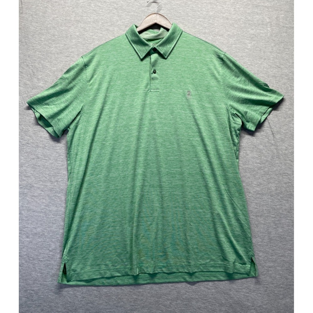 Izod Stretch Golf Polo Shirt Mens XL Heather Green Side Slits Performance Tennis